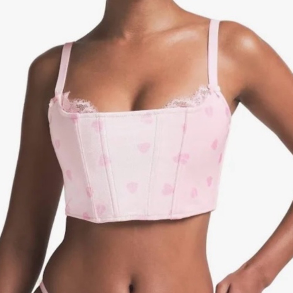 NWT SKIMS velvet lace cropped corset